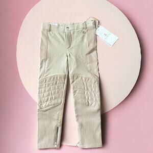 Gucci Stretch Leather Moto Pants w/Ankle Zip Beige Toddler Girl 5 Yr/Small NWT